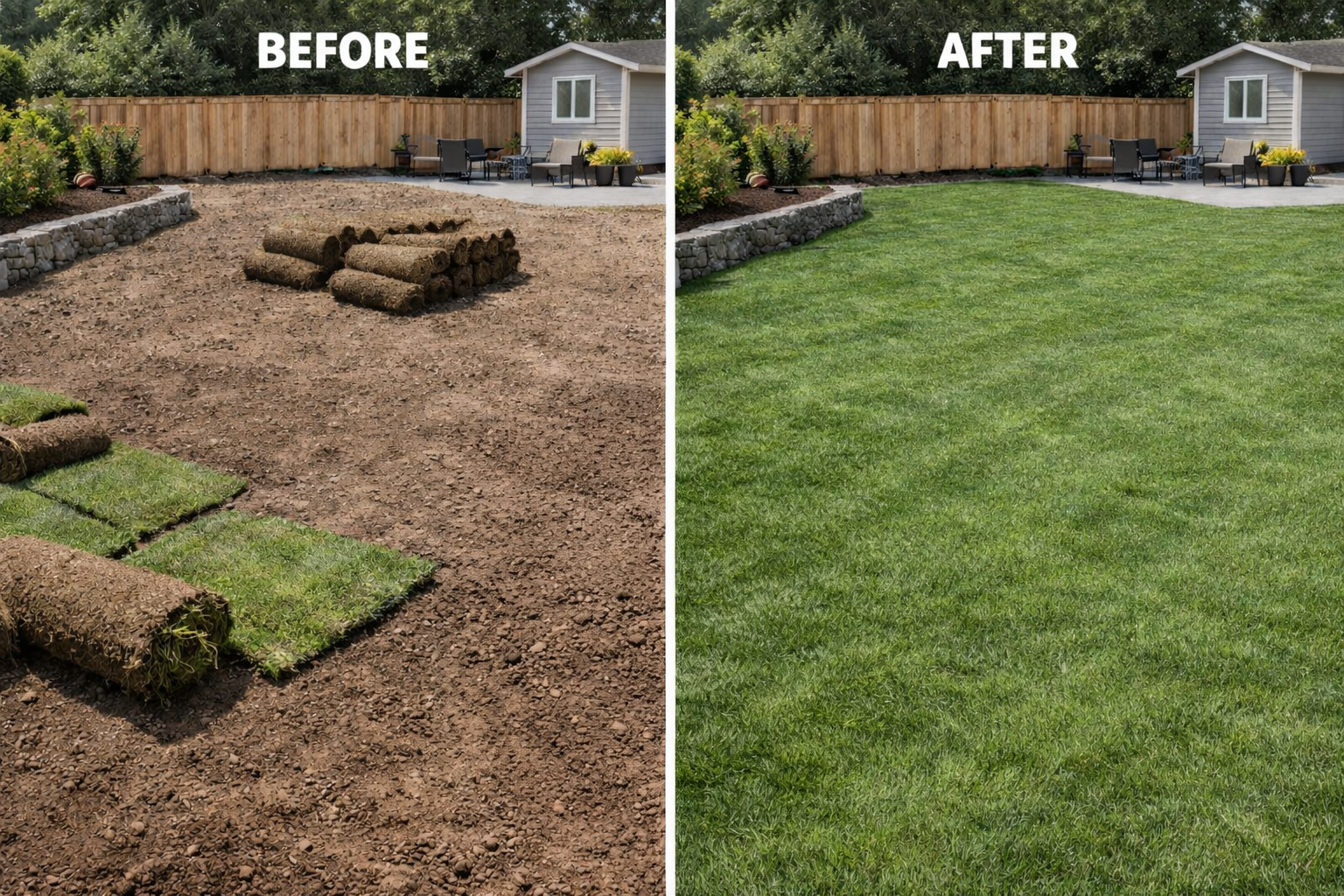 Calgary sod installation for new home lawn project
